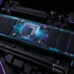 Diagnostic diagram of NVMe SSD thermal throttling showing controller junction heat and heatsink mounting interface